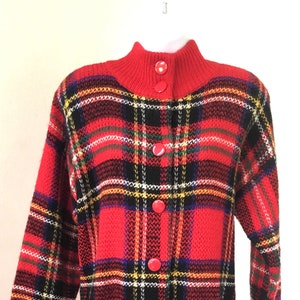 Red Plaid Cardigan - Etsy