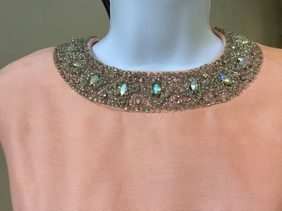 60’s mini cocktail dress. Jeweled neckline, metal… - image 5