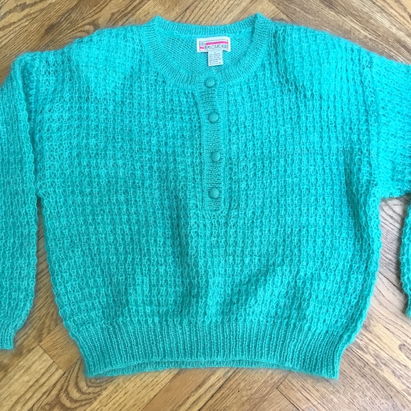 90’s Turquoise mohair/acrylic oversized pullover sweater.