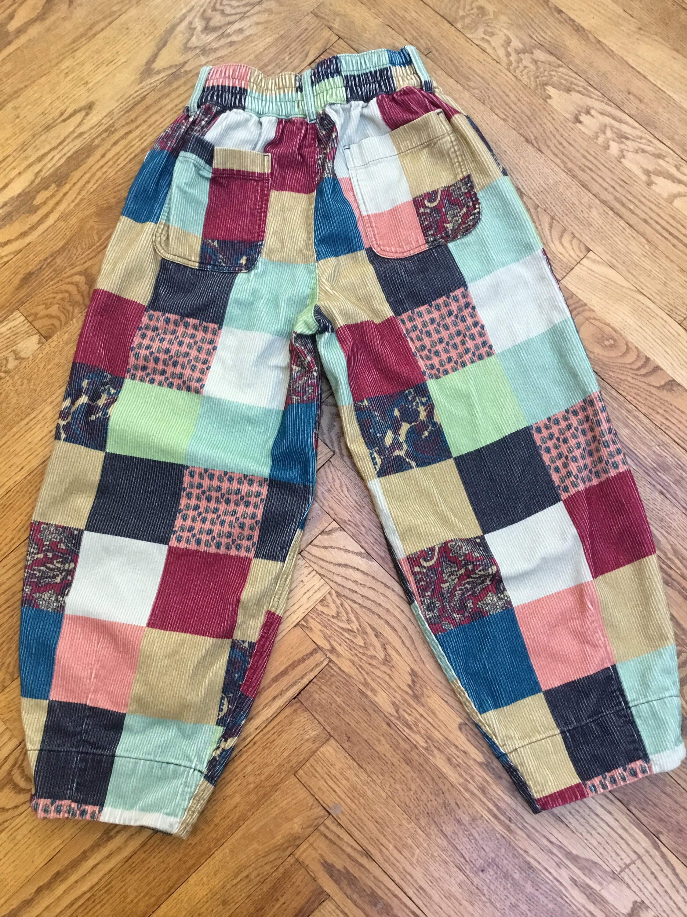 Patchwork Print Corduroy High Rise Baggy BDG, Pull On