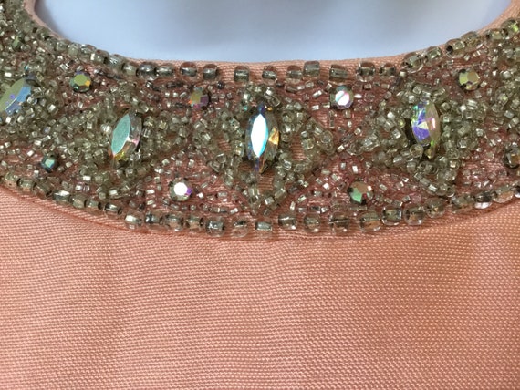 60’s mini cocktail dress. Jeweled neckline, metal… - image 4
