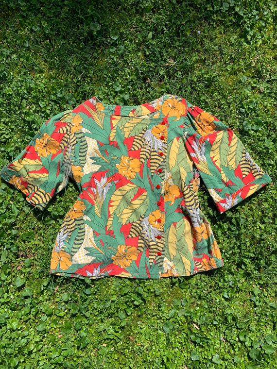 Vintage 1970's Blouse from 1940's Fabric, Exotic T