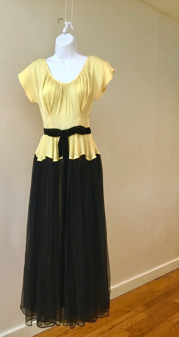 50’s ballgown, princess dress, butter yellow with 