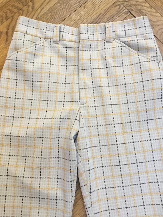 70’s Unisex double knit plaid pants. Cream, beige,