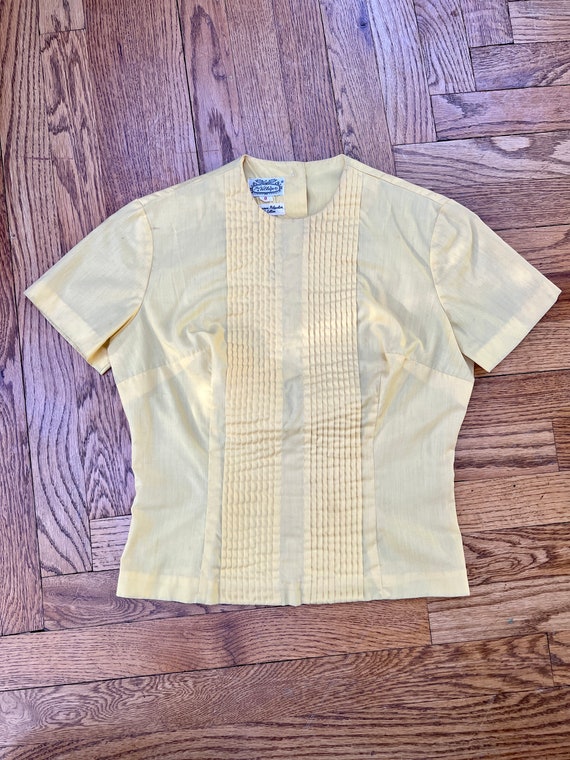 VTG 60s Canary Yellow Short Sleeve Cotton Blouse