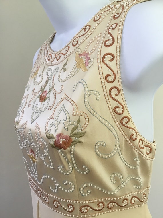 Y2K creamy dreamy beaded and embroidered silk dres