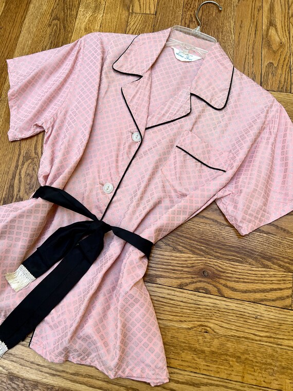 VTG 60s Deadstock Pajama Set, Blush and Black Lou… - image 5