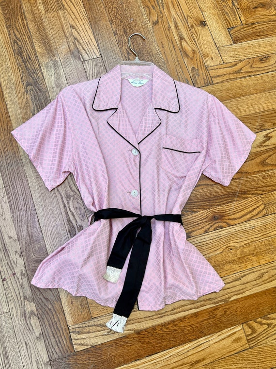 VTG 60s Deadstock Pajama Set, Blush and Black Lou… - image 4