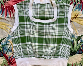 Green Plaid Vest - Etsy