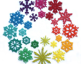 Snowfall 2023 - A Rainbow: an eBook of Crocheted Snowflakes, Crochet Along