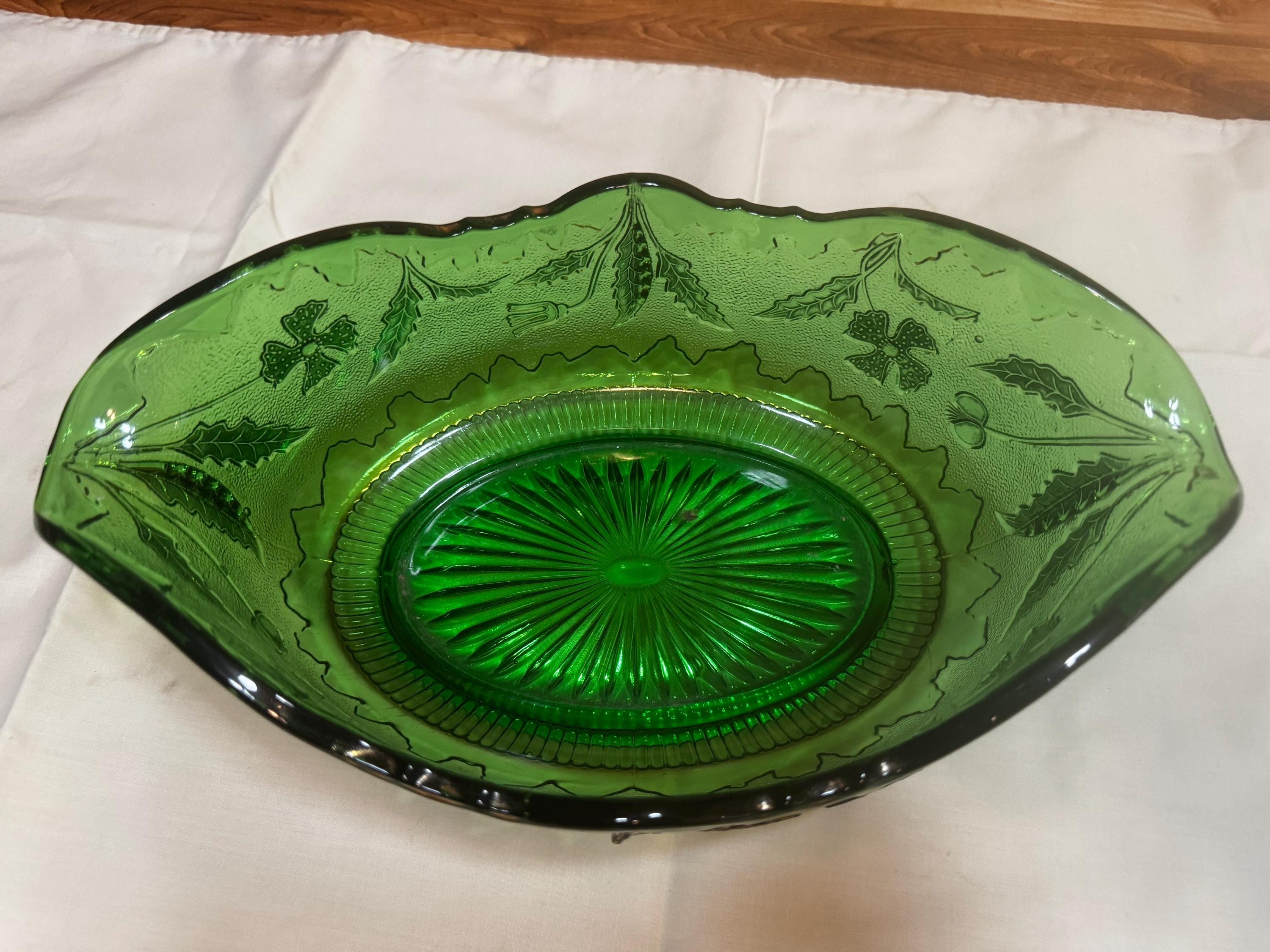 Antique EAPG Green Glass Bowl, US Glass Delaware Pattern - Etsy