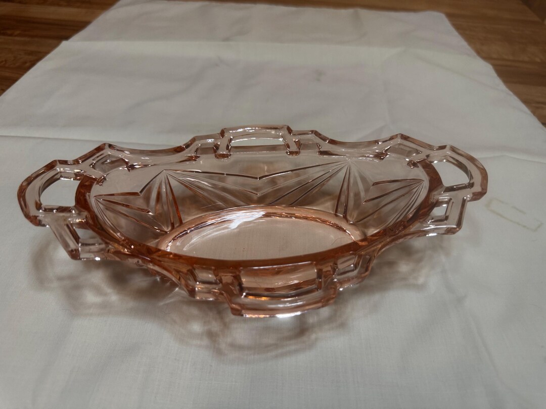 Vintage Pink Depression Glass 610 Pickle Dish 1930s Rectangular Pressed ...