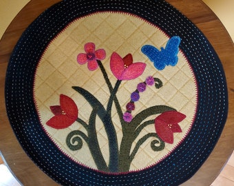 Beautiful flowers and butterfly Wool Table Mat