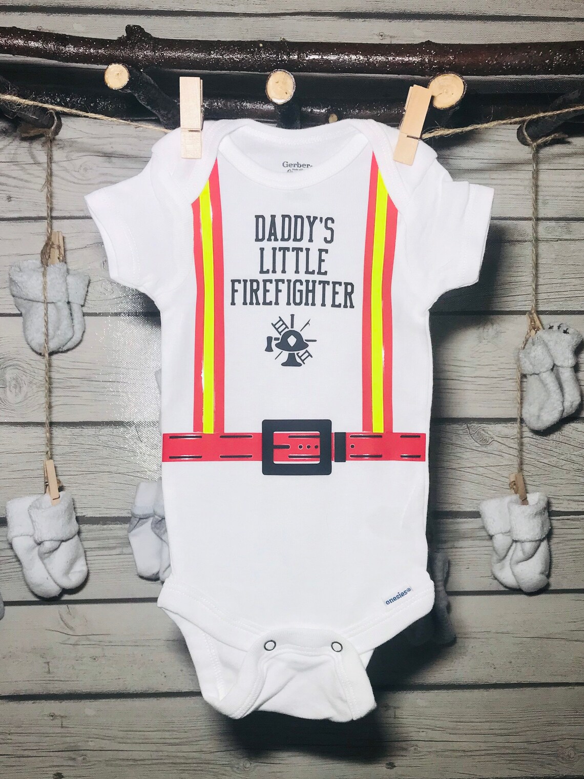 Daddys Little Firefighter Baby Onesie Firefighter Baby Etsy