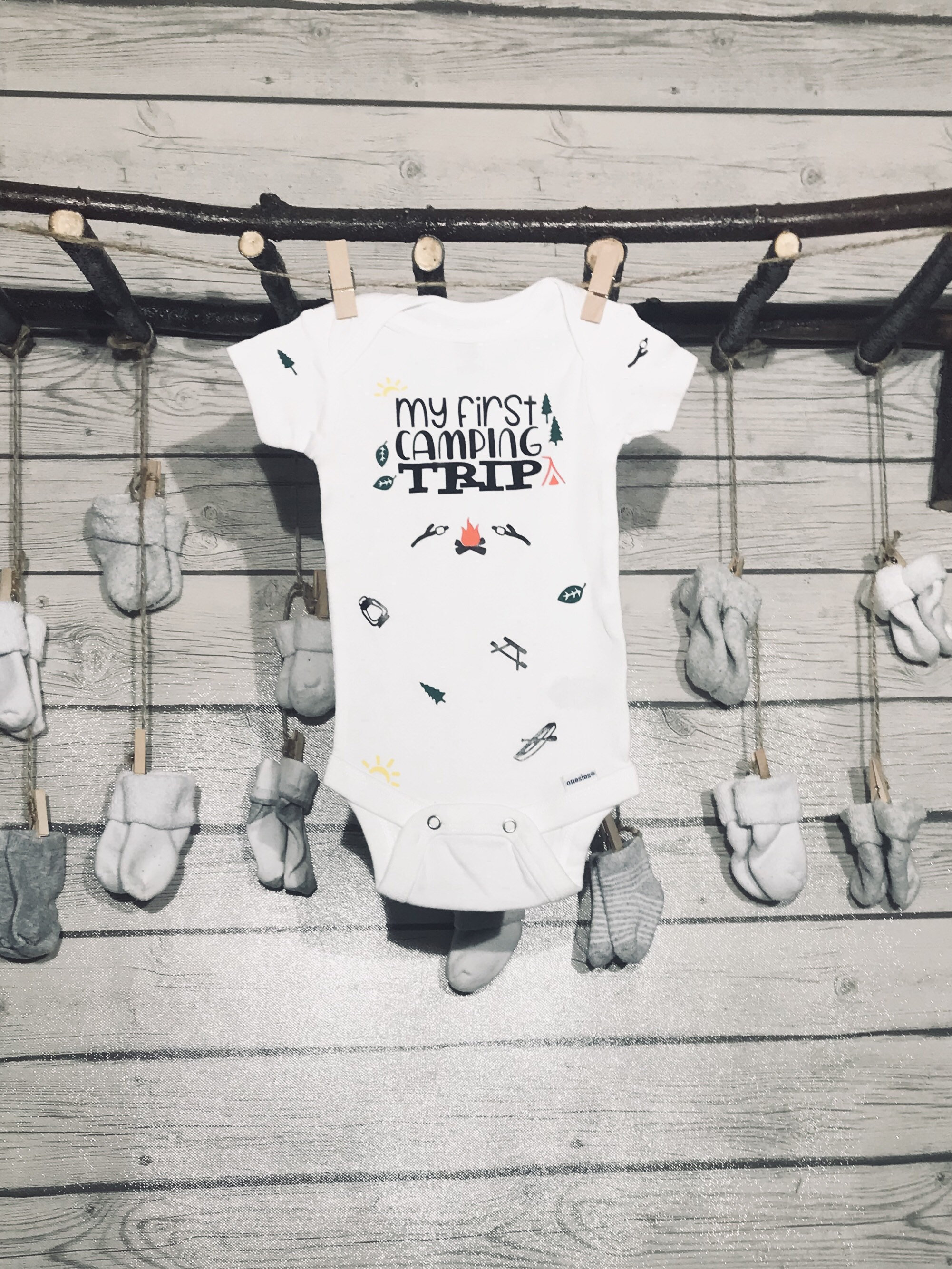 Camping Baby Onesie My First Camping Trip Baby Bodysuit Etsy