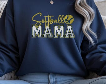 Sudadera Softball Mama con cuello redondo
