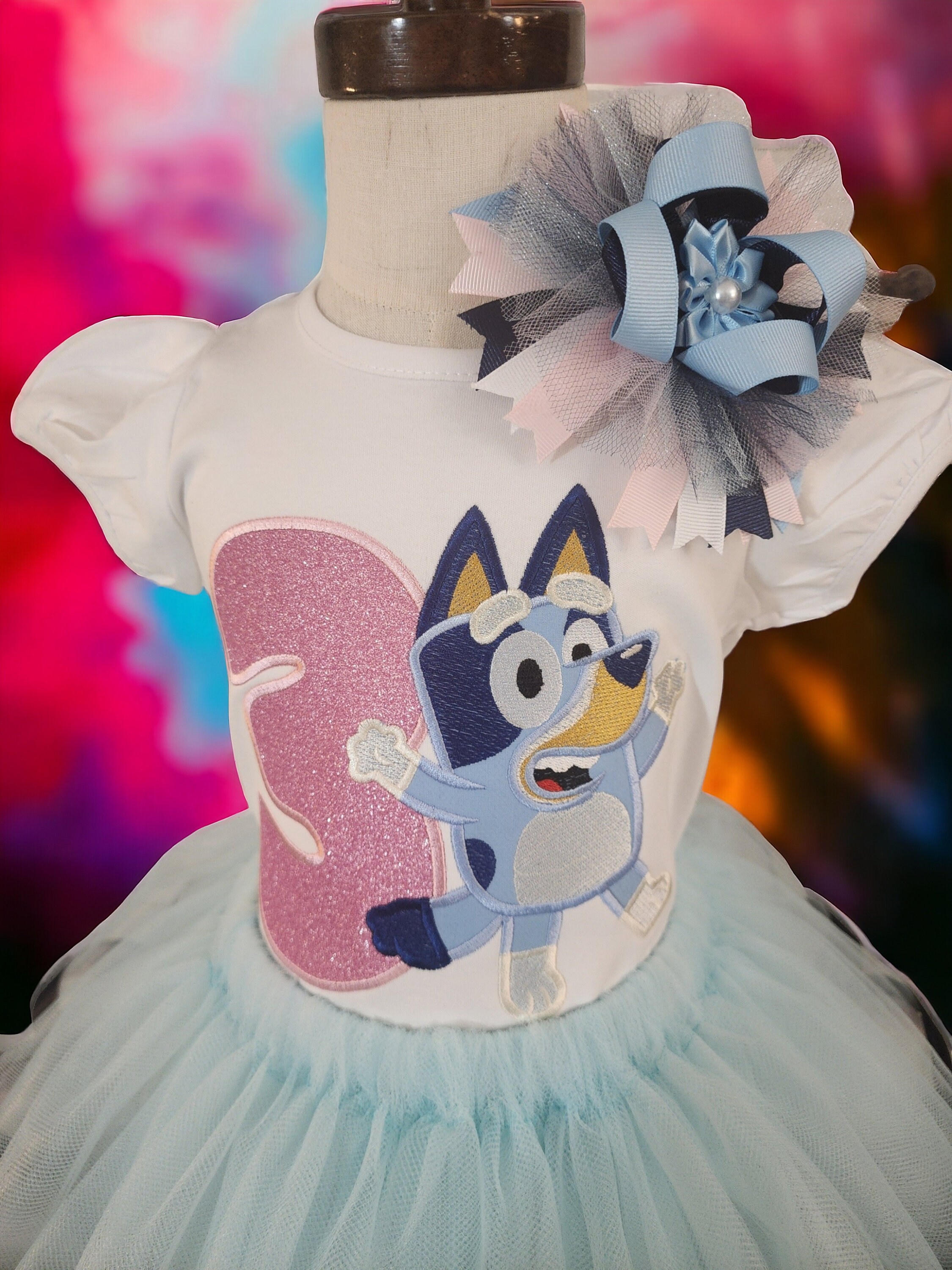 Pink Glitter Blue Heeler Tutu Outfit