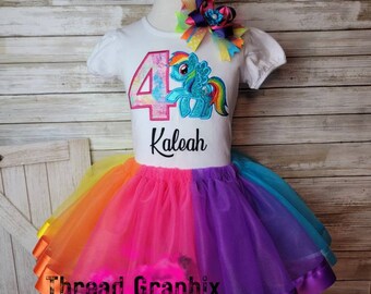 Details about   My Little Pony Shirt NAME Birthday Party 5th 5 Personalized Pink Tutu Dress 