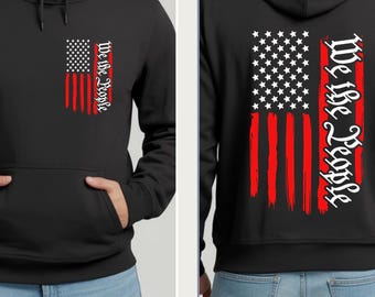 Sudadera con capucha "We The People" con la bandera estadounidense, sudadera con estampado patriótico – Ropa con orgullo estadounidense