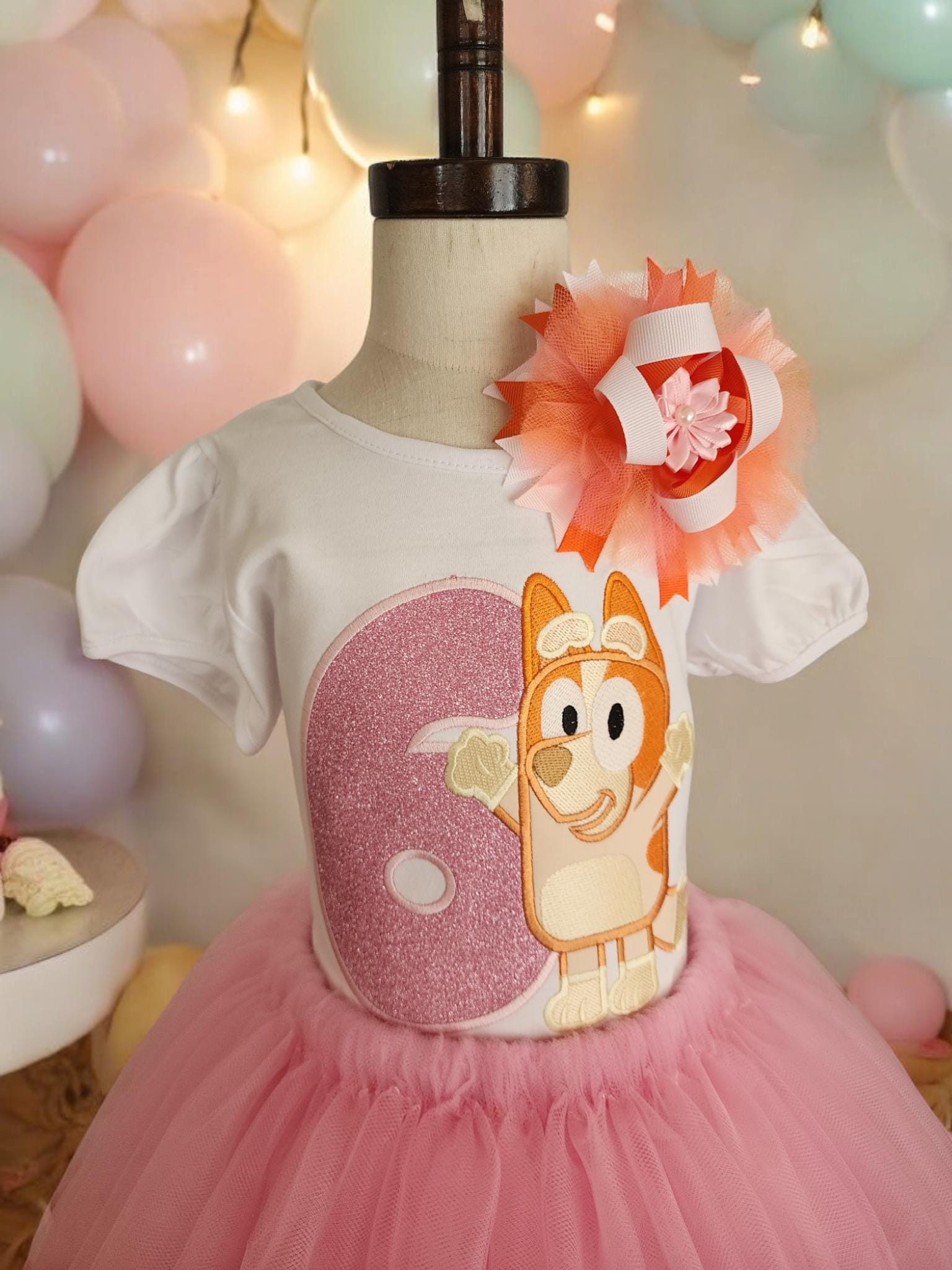 Red Heeler Pink Glitter Outfit