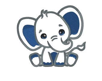 Elefante niño, bebé elefante, elefante azul, bebé niño, aplique de elefante, descarga instantánea, bordado a máquina, ARCHIVO DIGITAL