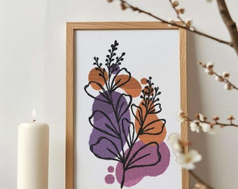 Diseño de bordado de flores botánicas, diseño de boceto, descarga instantánea, bordado a máquina, ARCHIVO DIGITAL
