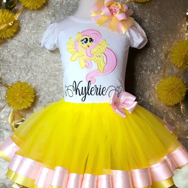 My little pony Fluttershy tutu top for girls/ my little pony /Fluttershy birthday outfit, mlp shirt, my little pony theme, fluttershy party