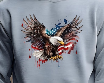 Águila de la bandera estadounidense, camiseta estampada, ropa patriótica