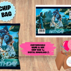 Avatar Party Etiketten - Chip Bag Etikett - DIGITALER DOWNLOAD - Geburtstagszubehör