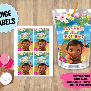 Labels For Baby Moana Party - Juice Label - DIGITAL DOWNLOAD - Baby Moana Capri sun Printable - Birthday Supplies