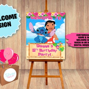 Lilo and stitch Welcome Sign, Welcome Poster, Printable Lilo and stitch Welcome Sign, Welcome Sign For Party, DIGITAL FILE - Party Supplies