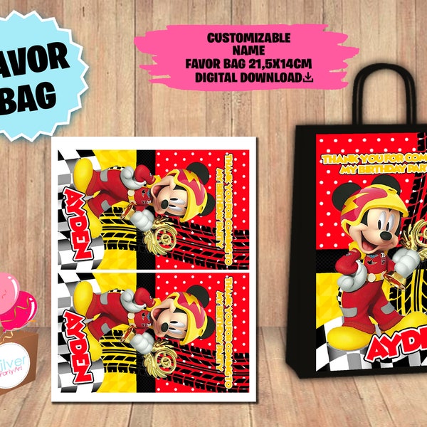 Labels For Mickey Racer Party - Favor Bag - Gift Bag - Goodie Bag - Label - DIGITAL DOWNLOAD - Mickey Racer Printable - Birthday Supplies