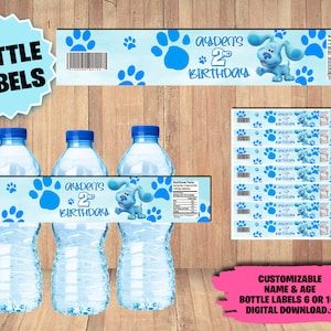 Etichette per confezione festa di compleanno di Blue’s Clues, etichetta per bottiglia d’acqua, DOWNLOAD digitale, forniture stampabili