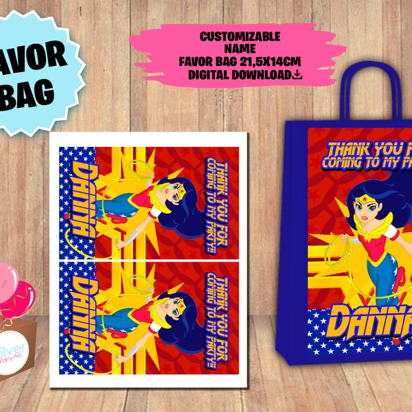 Labels For Wonder Woman Party - Favor Bag - Gift Bag - Goodie Bag - Label - DIGITAL DOWNLOAD - Wonder Woman Printable - Birthday Supplies
