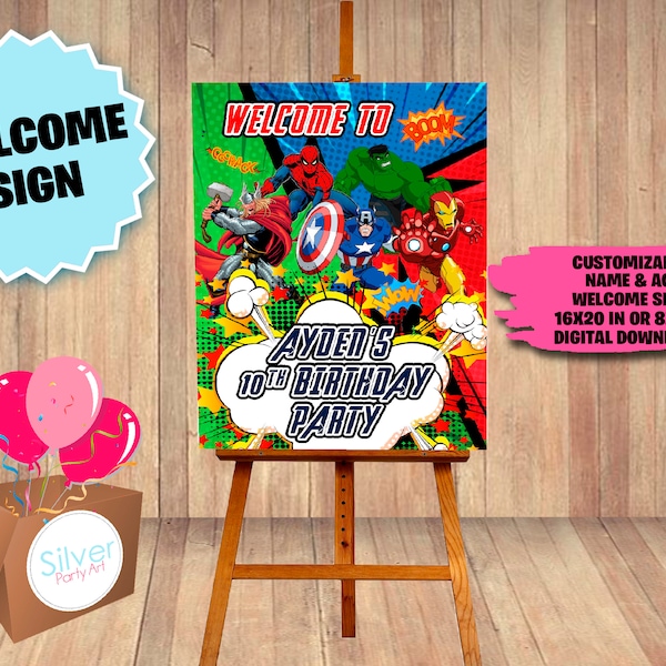 Avengers Welcome Sign, Welcome Poster, Printable Avengers Welcome Sign, Welcome Sign For Party, DIGITAL FILE - Party Supplies