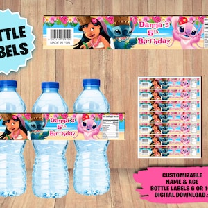 Etichetta per Lilo e Stitch Party Pack - Etichetta bottiglia d'acqua - Etichetta bottiglia bevanda - DOWNLOAD DIGITALE - Etichetta bottiglia 6-16 oz