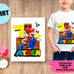 Design per Mario Bros Camicia - Mario Bros T-Shirt Boy - DOWNLOAD DIGITALE - Decoriamo la camicia del festeggiato - Modelli - Forniture