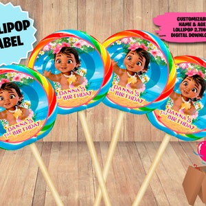 Etichetta per Baby Moana Party - Etichetta lecca-lecca - DOWNLOAD DIGITALE - Baby Moana stampabile - Forniture di compleanno - Etichette lecca-lecca 2,7 pollici