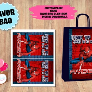 Étiquettes pour fête Spiderman - Sac cadeau - Sac cadeau - Sac cadeau - Étiquette - TÉLÉCHARGEMENT NUMÉRIQUE - Spiderman imprimable - Fournitures d'anniversaire