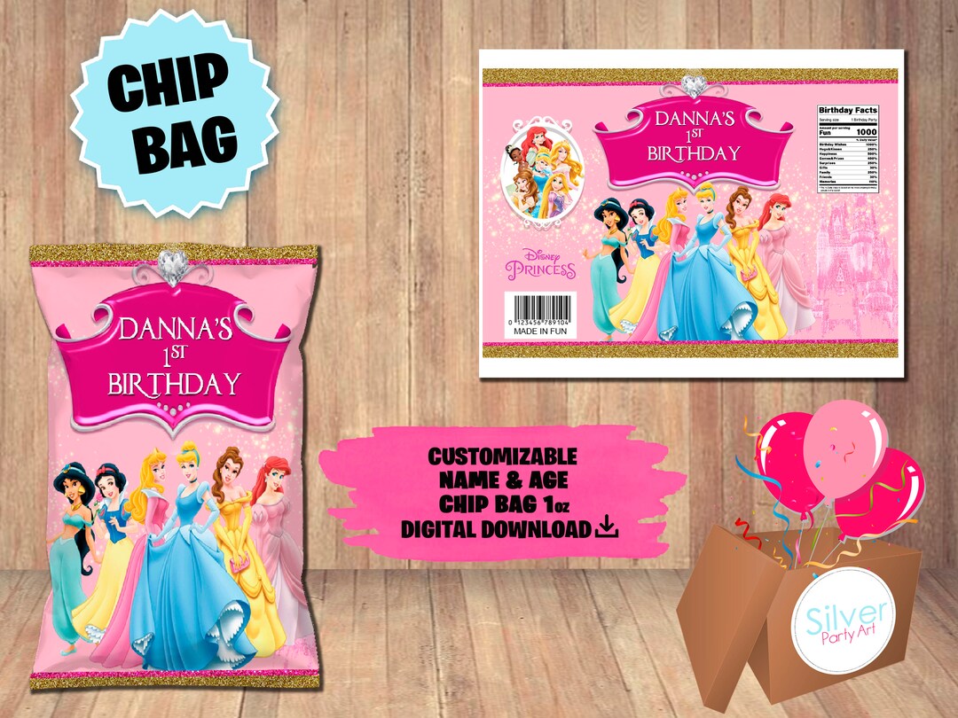 Labels for Princesses Party Chip Bag Label DIGITAL DOWNLOAD Princesses
