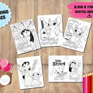 Pack Lilo and Stitch for Coloring pages INSTANT DOWNLOAD - Lilo and Stitch Movie Black and White - Drawings for Babys