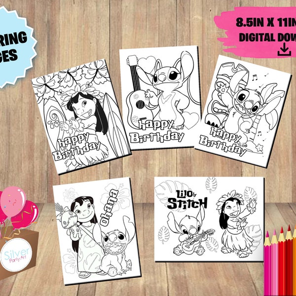 Pack Lilo and Stitch for Coloring pages INSTANT DOWNLOAD - Lilo and Stitch Movie Black and White - Drawings for Babys