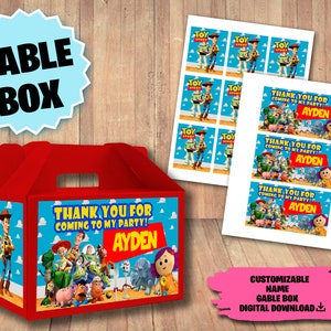 Étiquettes pour fête d'anniversaire Toy story - étiquette de boîte à pignons Toy story - étiquette de boîte cadeau Toy story - téléchargement numérique - étiquette de boîte de fête imprimable