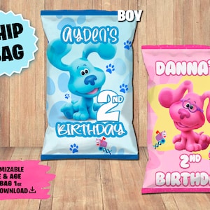 Blue's Clues e Magenta Chip Bag - Festa divertente blu e magenta - Solo DOWNLOAD DIGITALE per Chip Bag