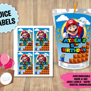 Etikett für Mario Bros Party - Saftetiketten - Getränkeetikett - DIGITALER DOWNLOAD - Mario Bros capri sonne