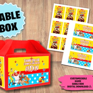Paquete de fiesta de cumpleaños de Jorge el Curioso - Caja Gable - DESCARGA DIGITAL - Suministros imprimibles - Cajas de regalo, Caja de golosinas