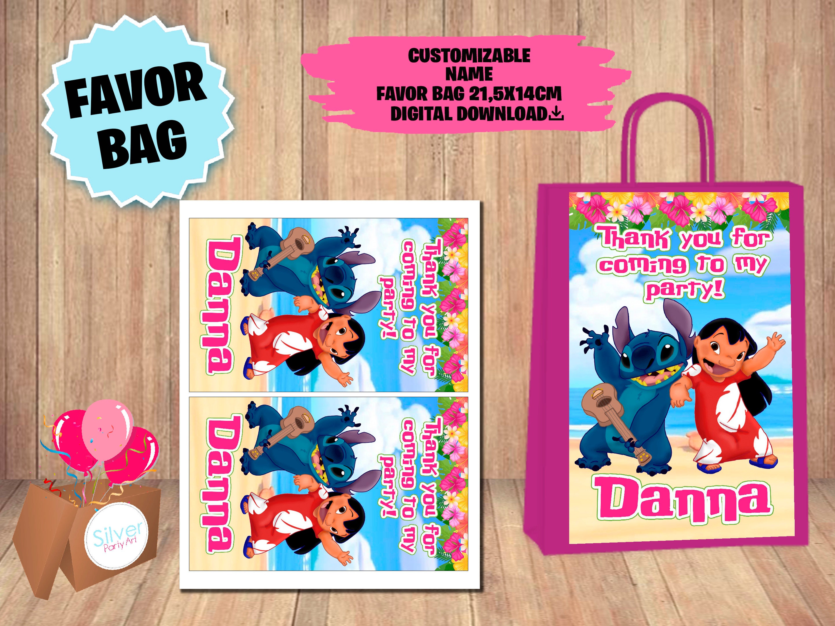 Label for Lilo and Stitch Party Gift Bag Labels Favor Bag Goodie