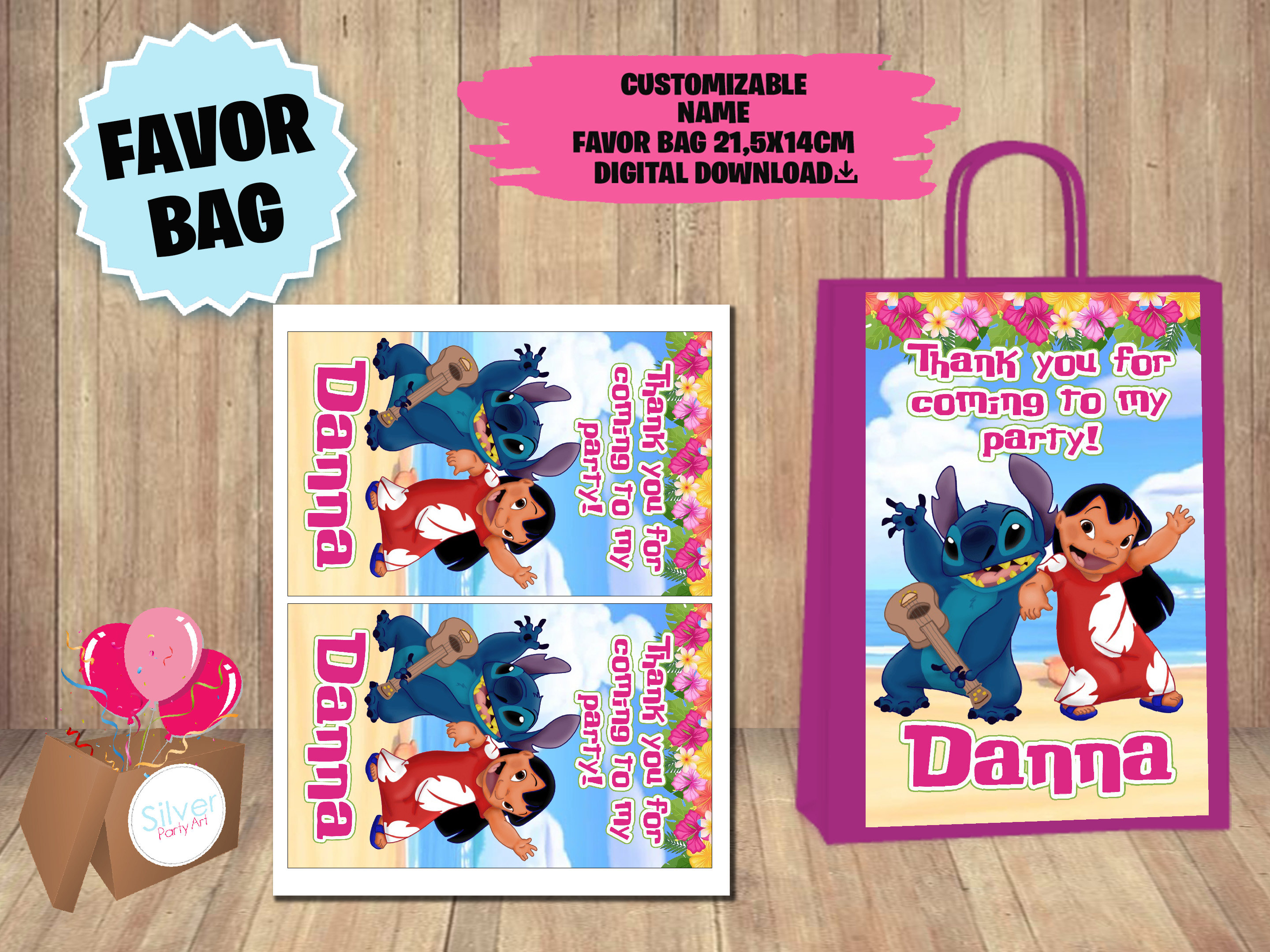 Label for Lilo and Stitch Party Gift Bag Labels Favor Bag Goodie