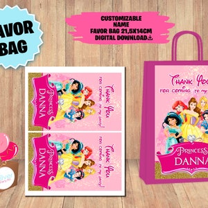 Labels For Princesses Party - Favor Bag - Gift Bag - Goodie Bag - Label - DIGITAL DOWNLOAD - Princesses Printable - Birthday Supplies