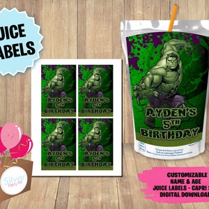 Labels For Hulk Party - Juice Label - DIGITAL DOWNLOAD - Hulk Capri sun Printable - Birthday Supplies